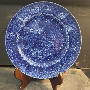 Vintage Stangl Town And Country Bright Blue Spongeware‎ Splatter 9" Dinner Plate